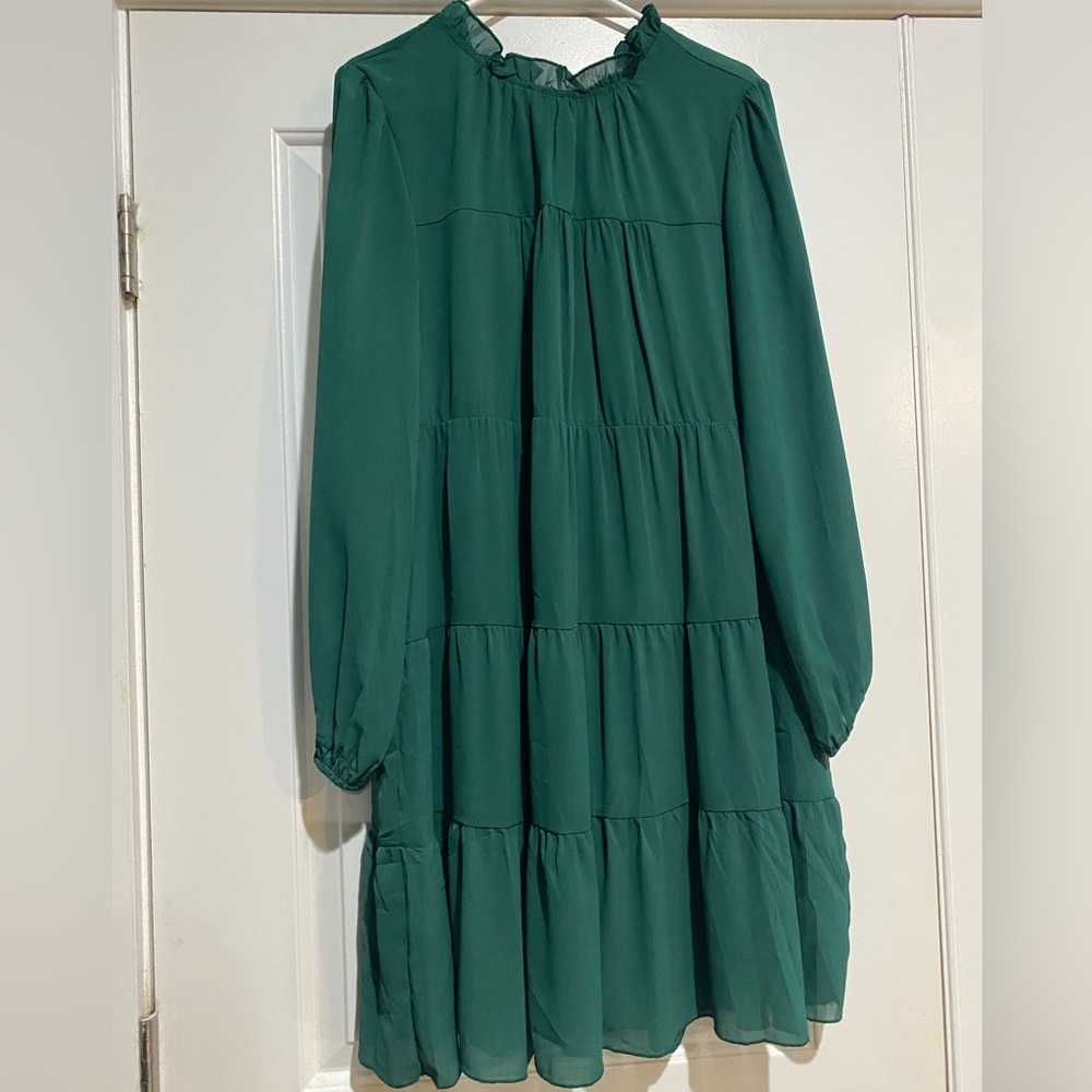 Chic Teal Long Sleeve Dress